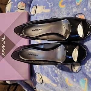 X*appeal Platform Patent Leather Peep-Toe Heels